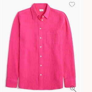 JCrew Bright Pink Gauzy Button-Up Shirt Size Medium
